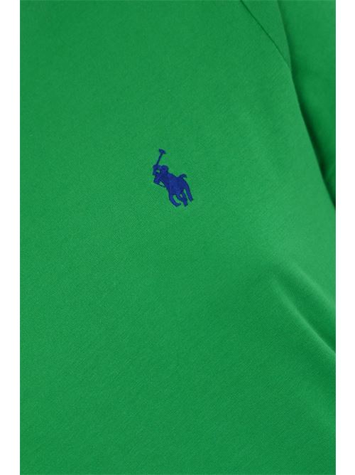 T-shirt con logo pony in cotone Verde POLO RALPH LAUREN | 211898698032